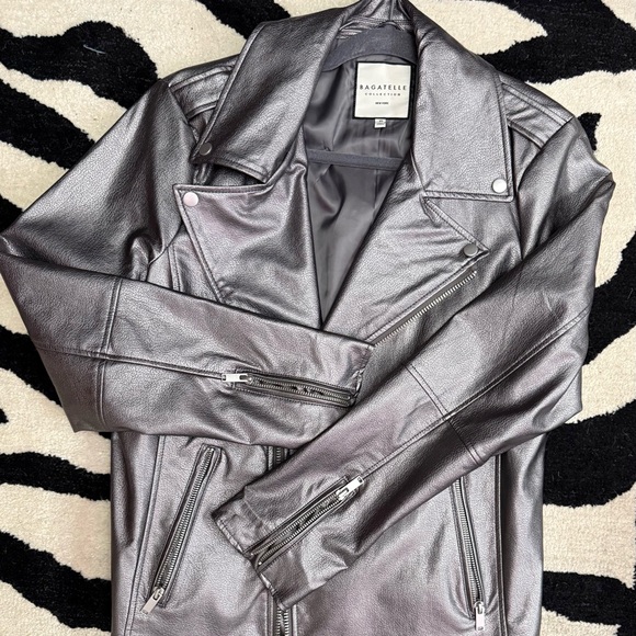 Bagatelle Faux Leather Metallic Pewter Jacket - Picture 10 of 10